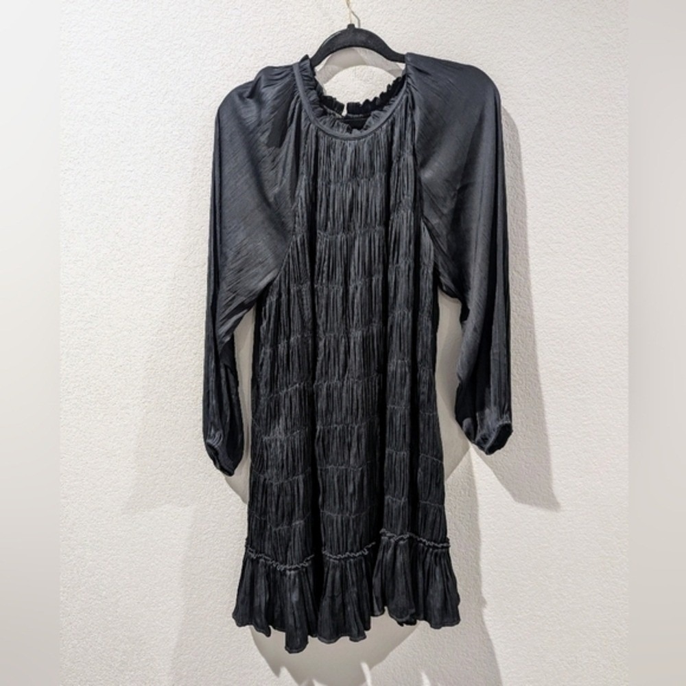 ANTHROPOLOGIE Maeve dress whimsey goth fairy size medium black ruffled polyester - Picture 1 of 6